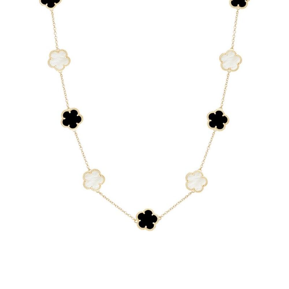 Jankuo 14K Plated Gemstone Station Necklace, Black
